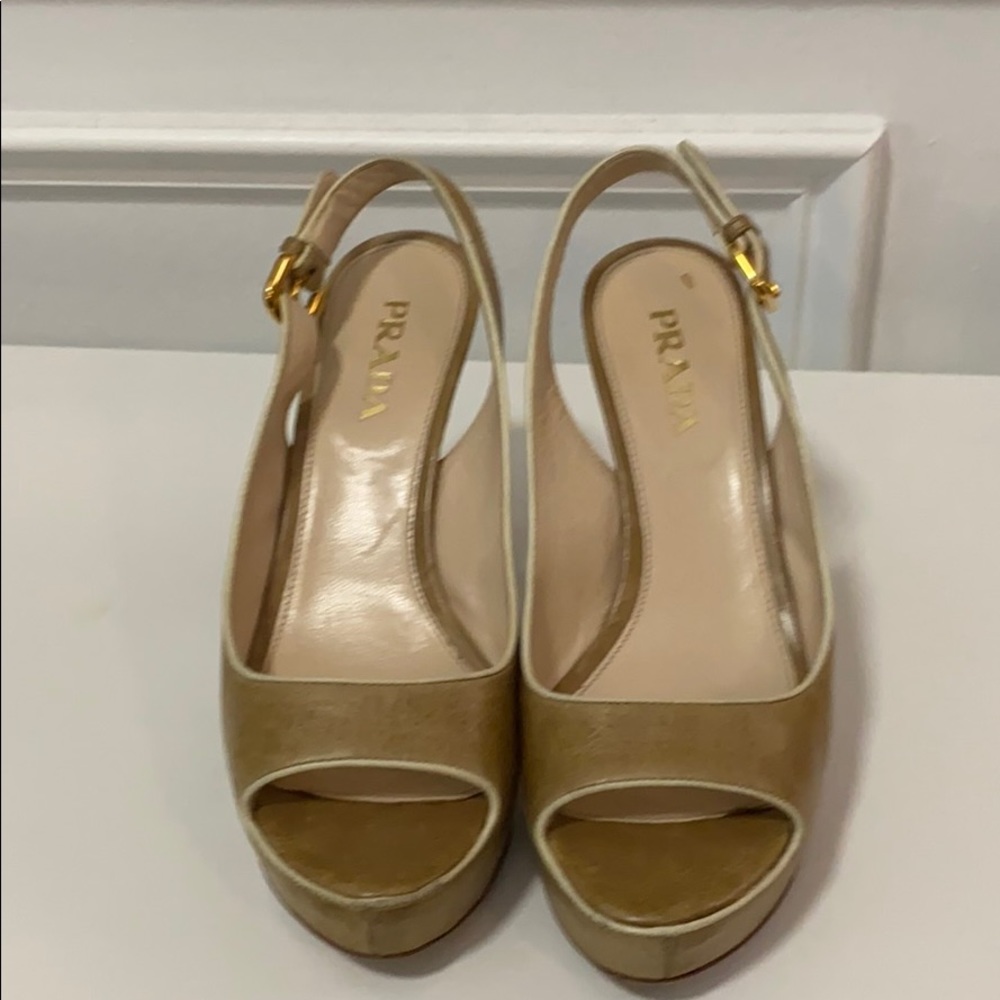 Prada platform sling back pump